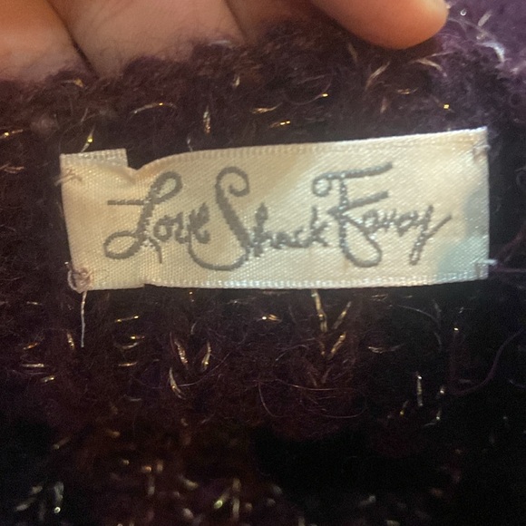 LoveShackFancy Rosie Pullover Sweater Alpaca Plum/Gold Sz L - Picture 4 of 4